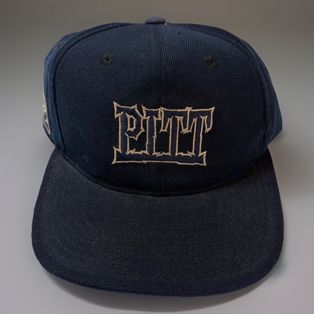 PITT PANTHERS "PITT" CAP HAT Barbed Wire Rare Y2K Strap Back Vintage